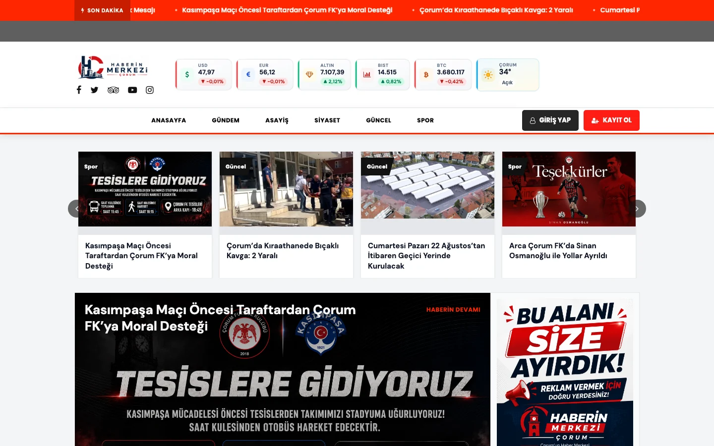 Haberin Merkezi Çorum
